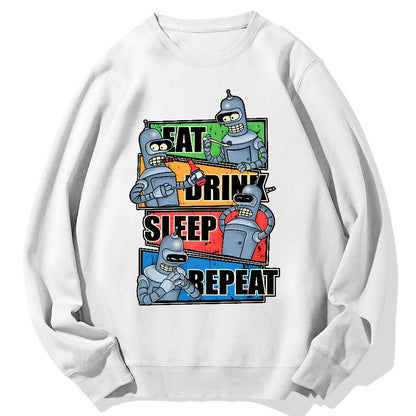 Eat Drink Sleep Repeat Geek Cotton Sweatshirt
