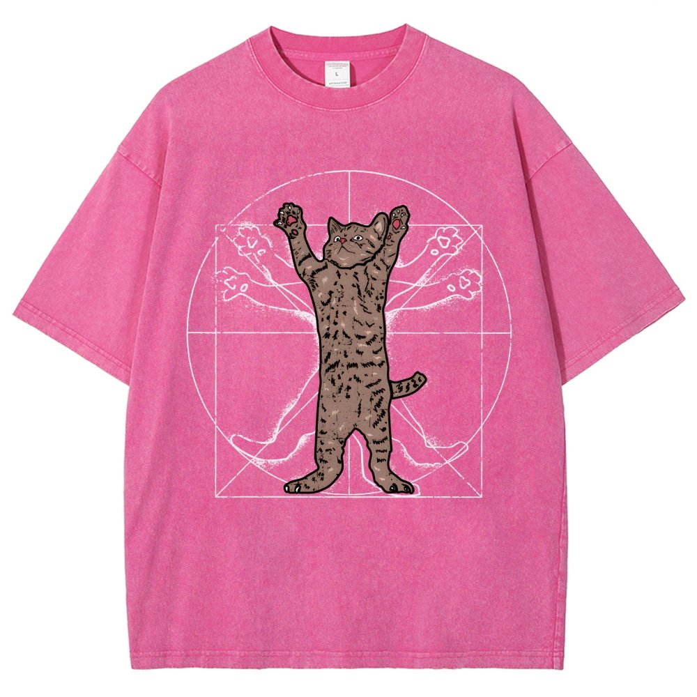 vitruvian cat Vintage Distressed T-shirt
