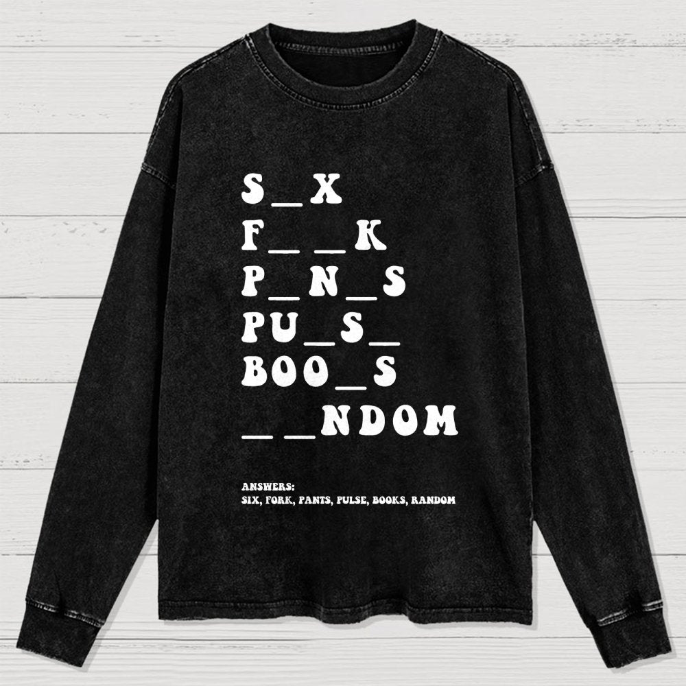 Funny Dirty Word Washed Long Sleeve Tee