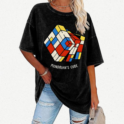 The Mondrian Rubik Cube Vintage Distressed T-shirt