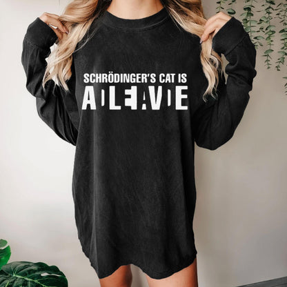 Schrödinger's Cat Adleiavde Washed Long Sleeve Tee