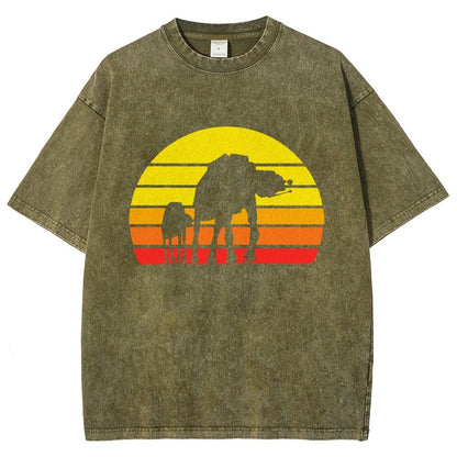 Sunset Stroll Mechanical Marvels Vintage Distressed T-shirt