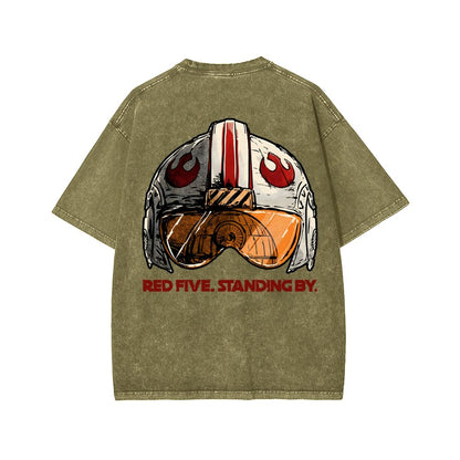Standing By Front And Back Printing Washed T-shirt
