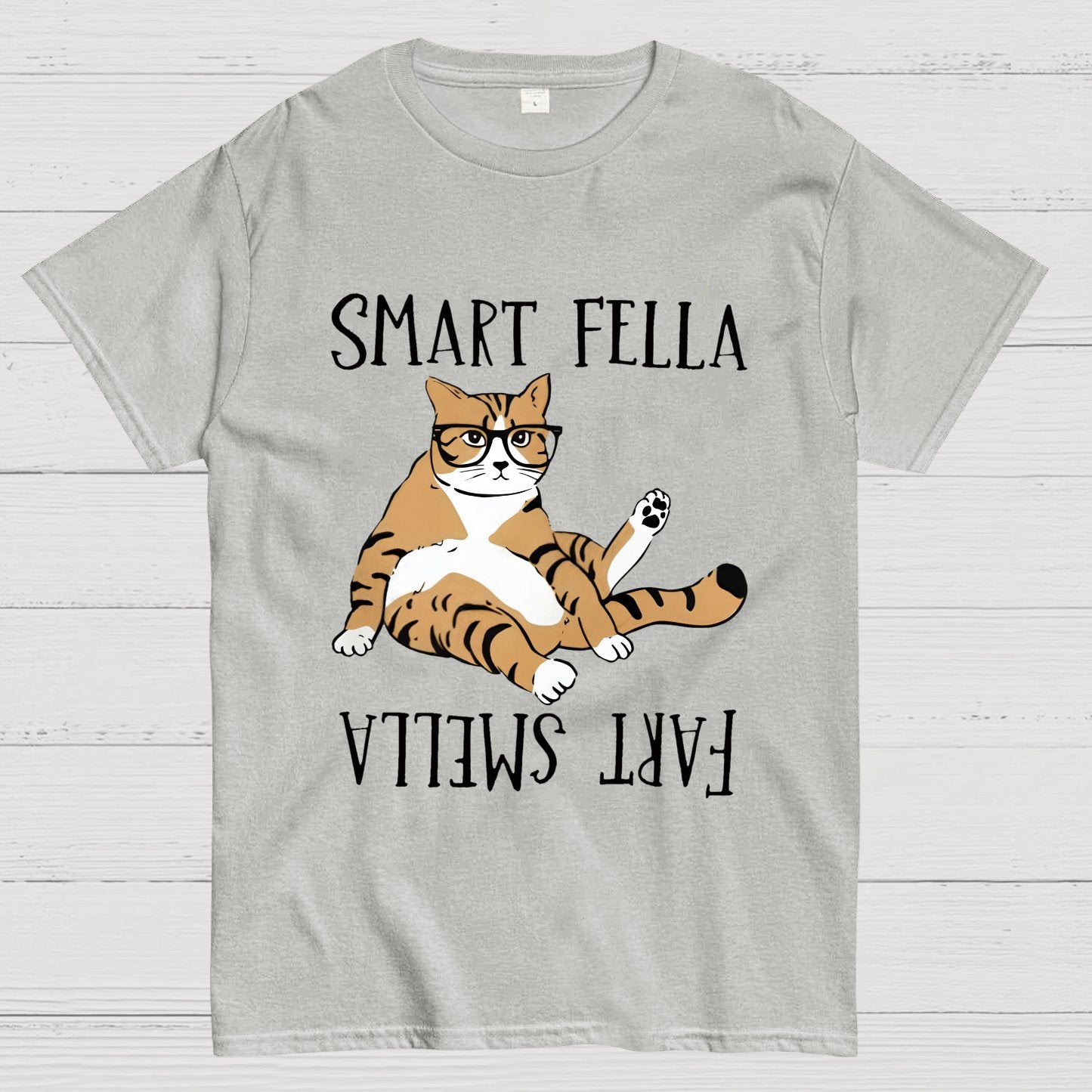 Smart Fella , Fart Smella, Funny Cat Geek T-Shirt