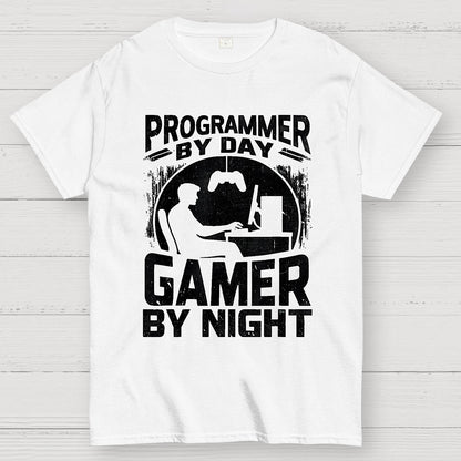Programmer By Day Gamer By Night Computer Programming T-Shirt