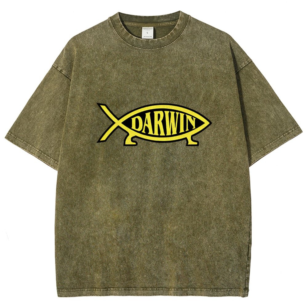 Darwin Fish Vintage Distressed T-shirt
