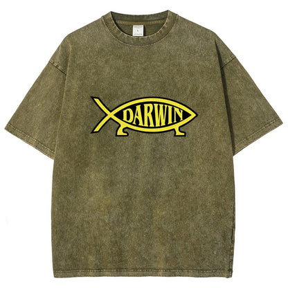 Darwin Fish Vintage Distressed T-shirt