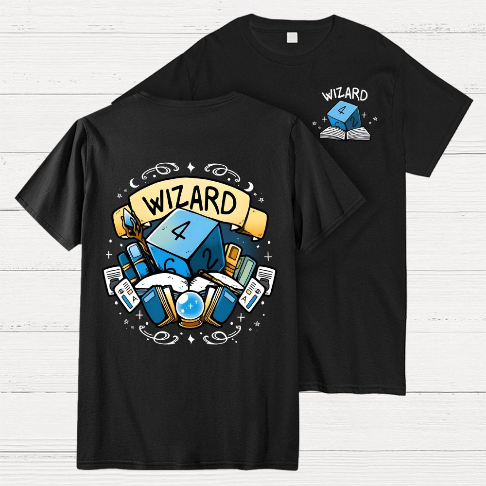 Wizard Dice Front And Back Printing Geek T-Shirt