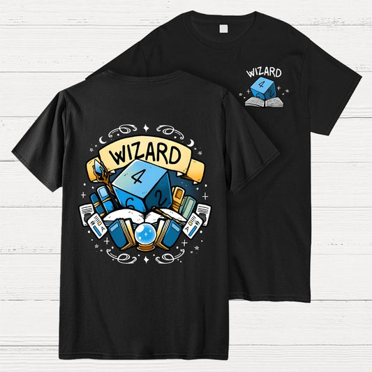 Wizard Dice Front And Back Printing Geek T-Shirt
