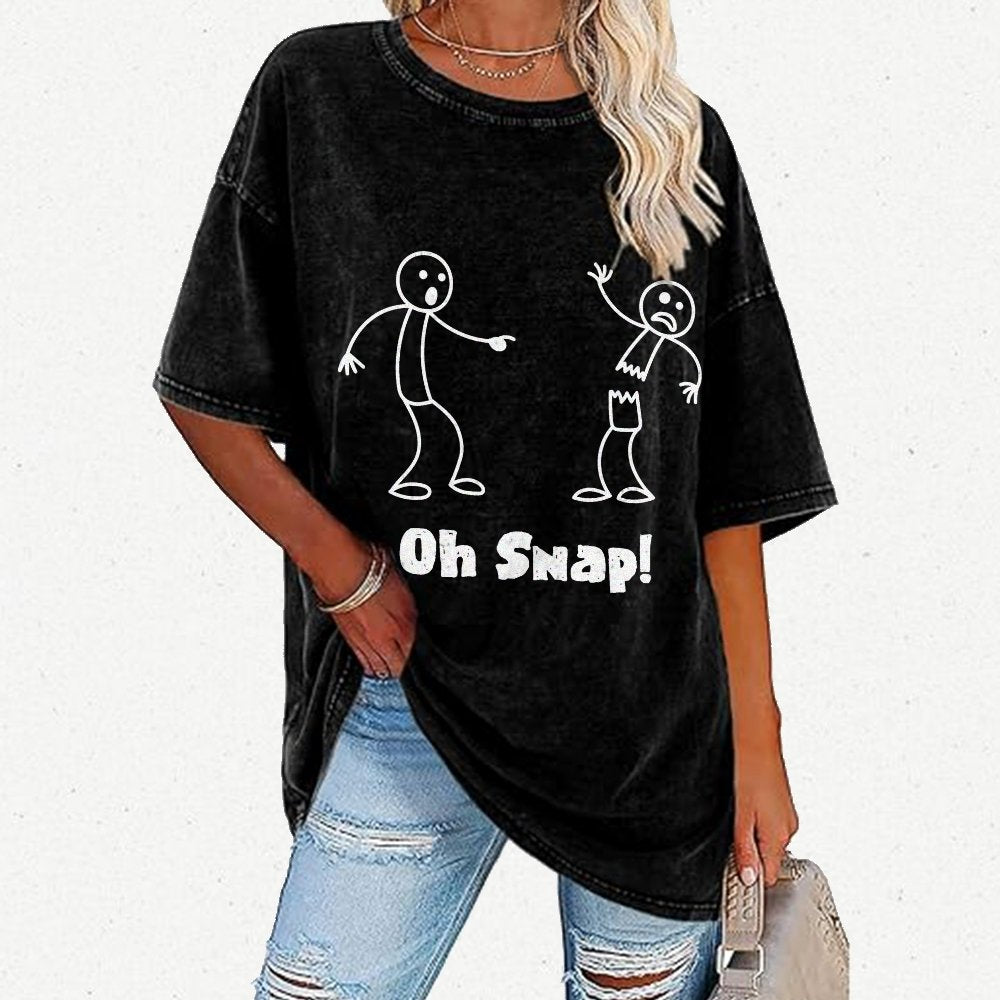 Oh Snap Funny Stick Figure Slogan Saying Vintage Distressed T-shirt