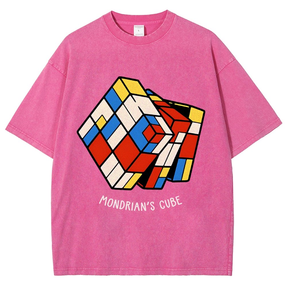 The Mondrian Rubik Cube Vintage Distressed T-shirt
