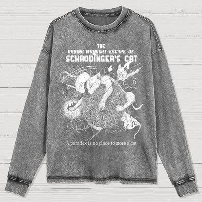 The Daring Midnight Escape of Schrödinger's Cat Washed Long Sleeve Tee