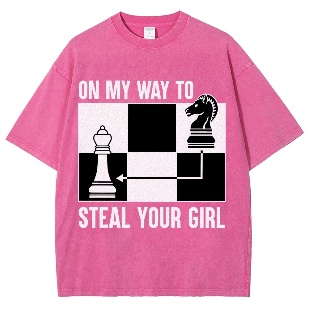 Chess Game On My Way To Steal Your Girl Vintage Distressed T-shirt
