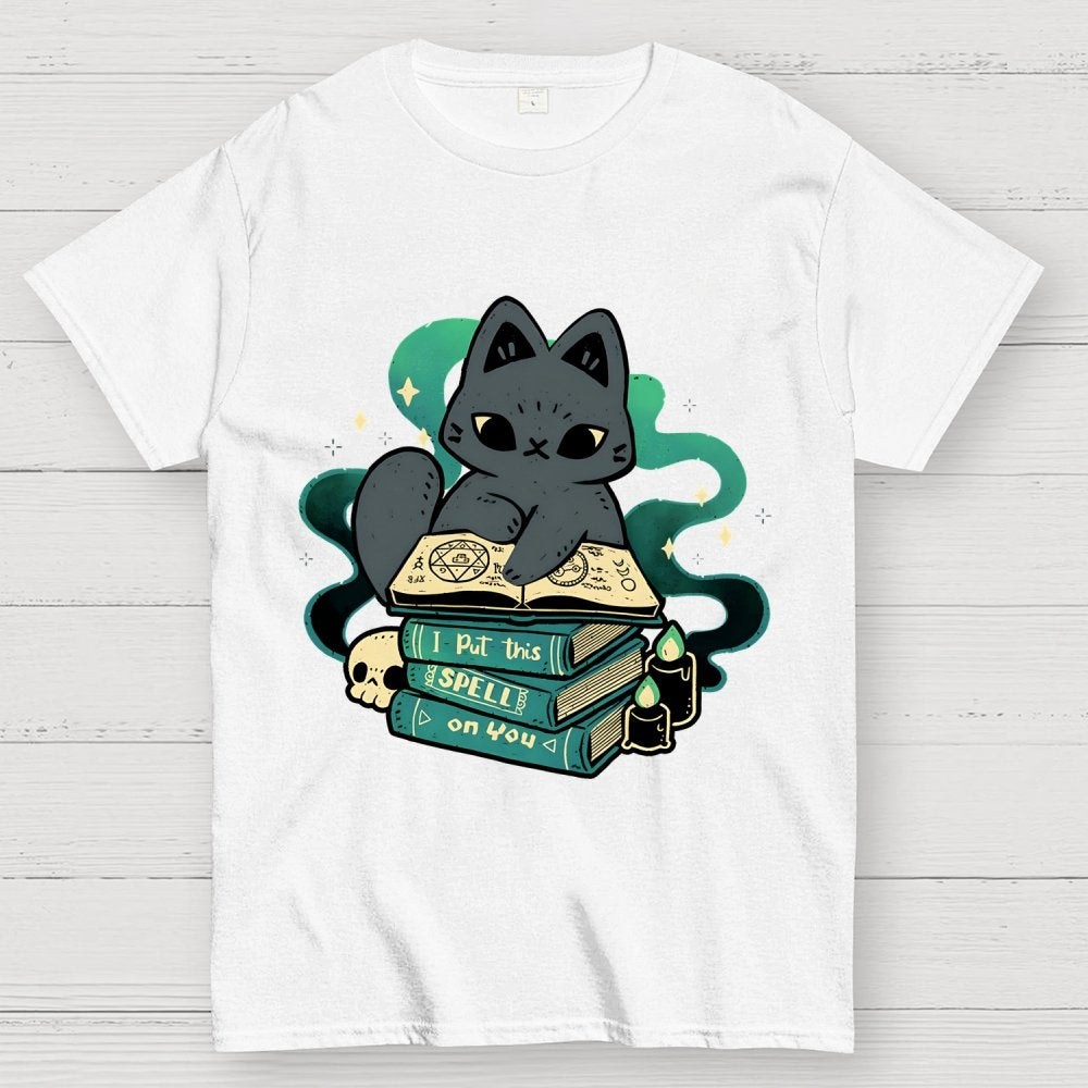 Magical Cat with Spellbook Geek T-Shirt