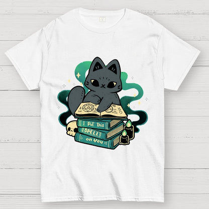 Magical Cat with Spellbook Geek T-Shirt