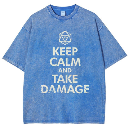 Keep Calm and Take Damage Vintage Distressed T-shirt