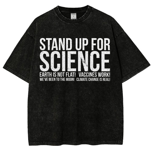 Earth Is Not Flat Stand Up For Science Vintage Distressed T-shirt