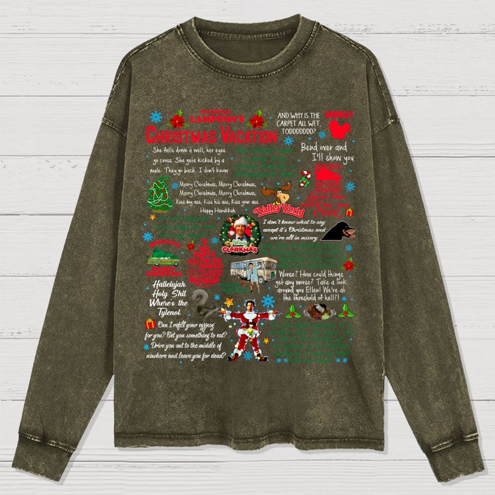 Holiday Vacation Quote Washed Long Sleeve Tee