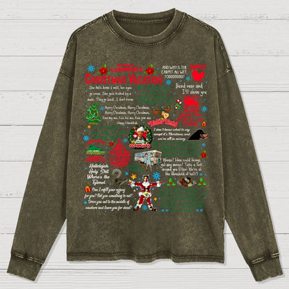 Holiday Vacation Quote Washed Long Sleeve Tee