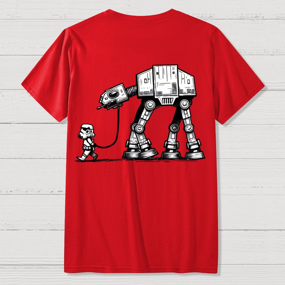 Galactic Robot Dog-Planetary Battles Front And Back Printing Geek T-Shirt