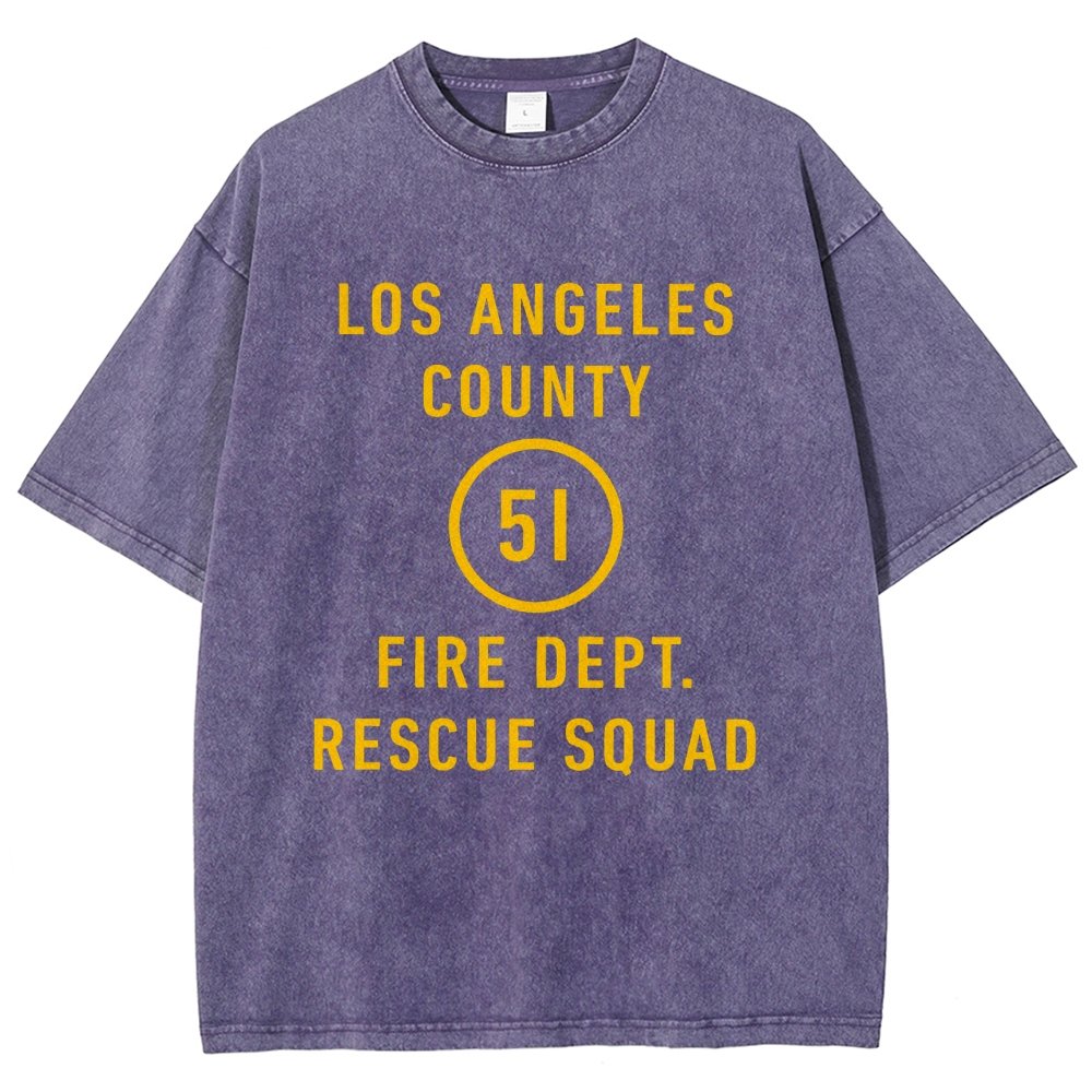 Emergency - Los Angeles County Fire Dept. Squad 51 Vintage Distressed T-shirt