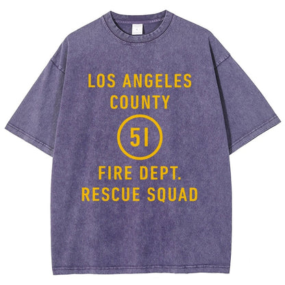 Emergency - Los Angeles County Fire Dept. Squad 51 Vintage Distressed T-shirt