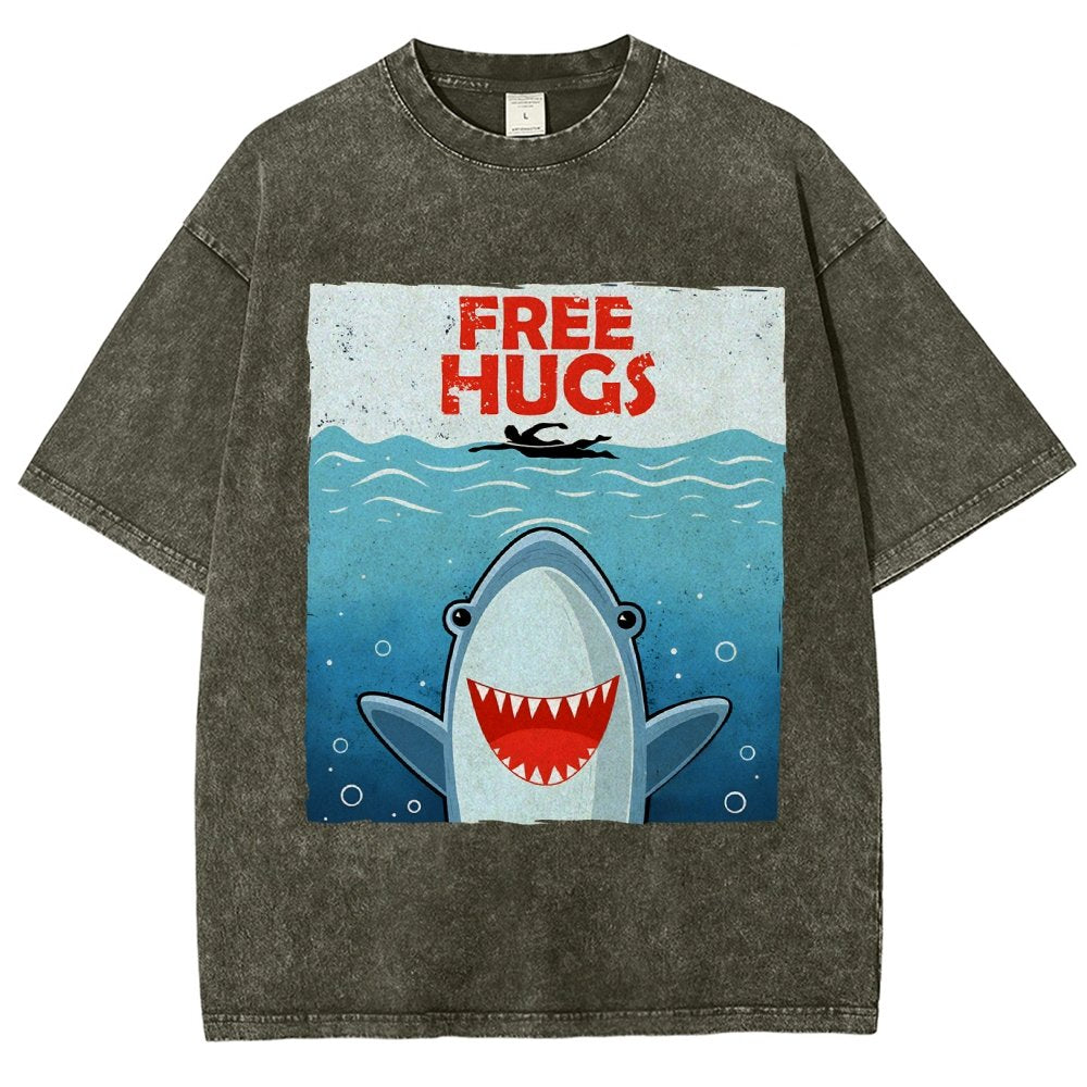 Free Shark Hugs Vintage Distressed T-shirt