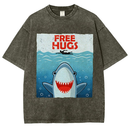 Free Shark Hugs Vintage Distressed T-shirt