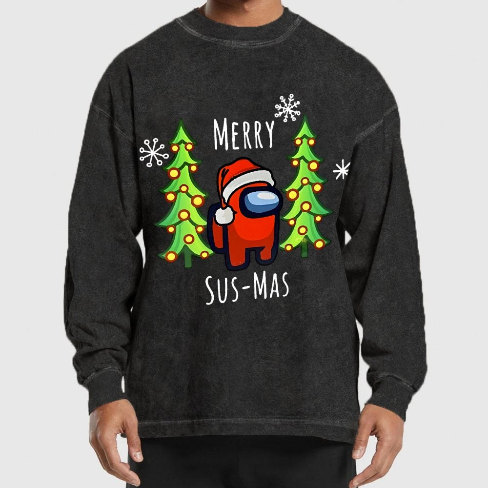 Merry Sus-Mas Christmas Washed Long Sleeve Tee