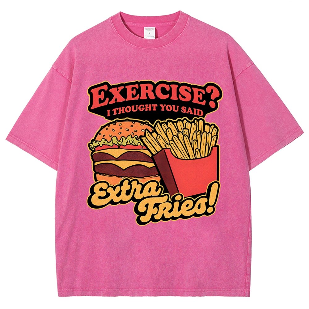 Burger Fries Exercise Vintage Distressed T-shirt