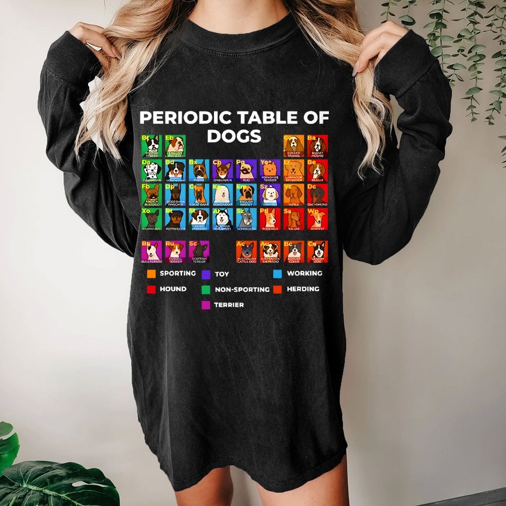 Periodic Table Of Dogs Washed Long Sleeve Tee