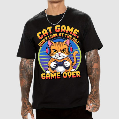 Funny Cat Game-Game Over Geek T-Shirt