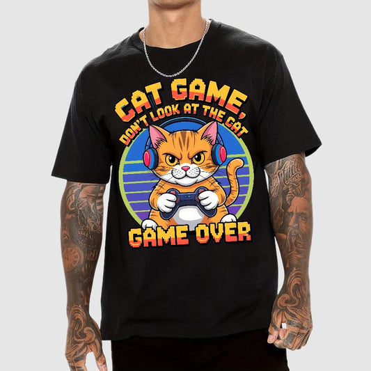 Funny Cat Game-Game Over Geek T-Shirt