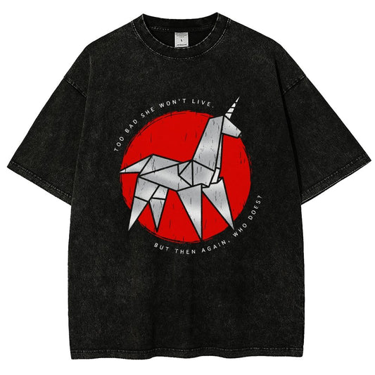 Unicorn It's Too Bad She Won't Live Vintage Distressed T-shirt