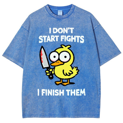 I Don't Start Fights Vintage Distressed T-shirt