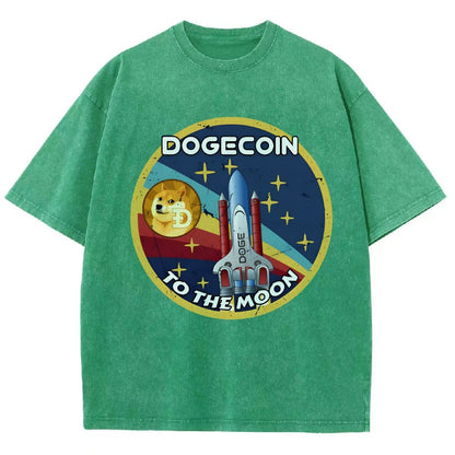 Dogecoin To The Moon DOGE Vintage Distressed T-shirt