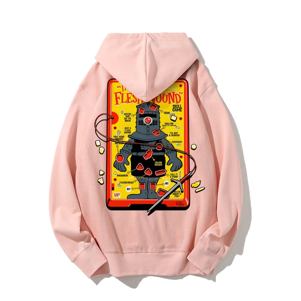Flesh Wound Skill Game Nerdy Printed Back Cotton Hoodie