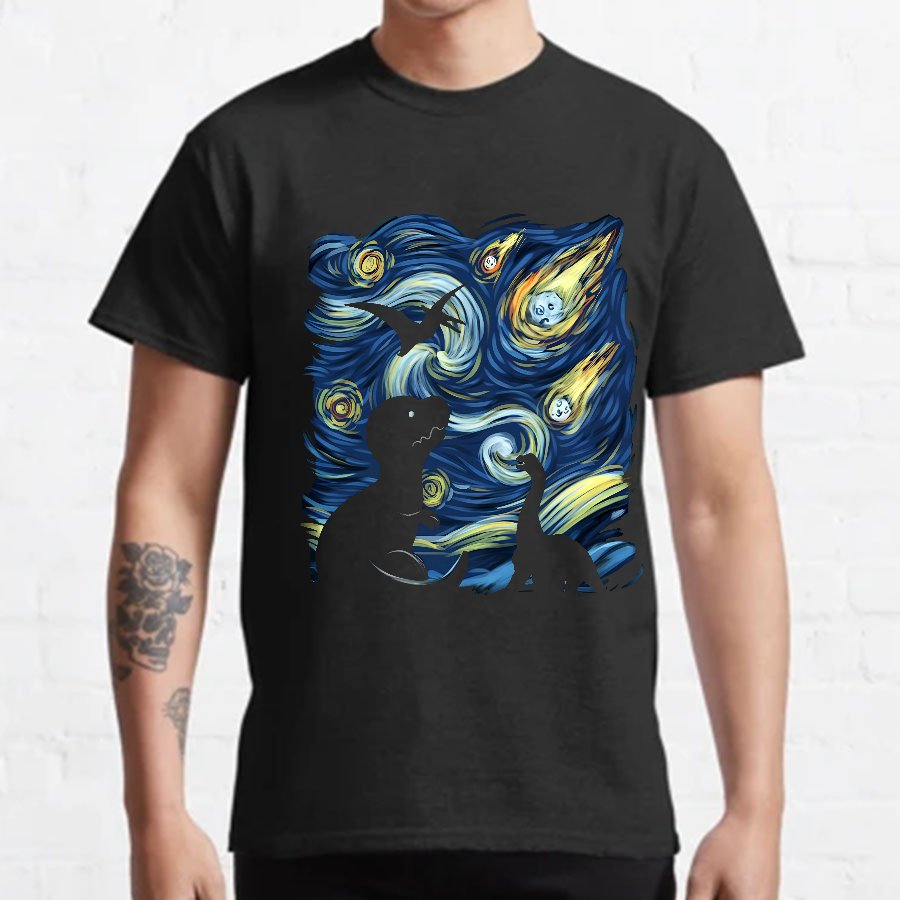 Dinosaurs in the starrynight Geeky T-Shirt