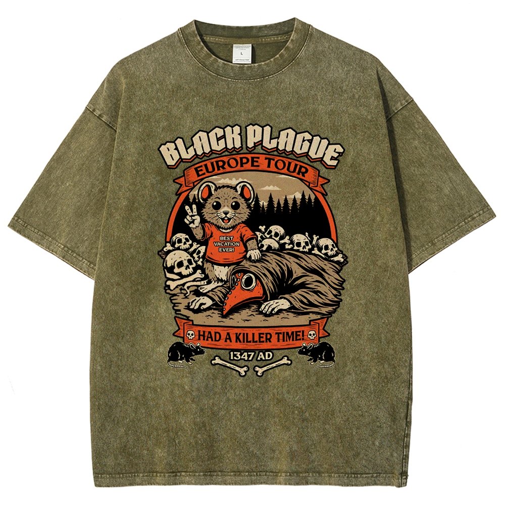 Black Plague Vacation Rat Vintage Distressed T-shirt