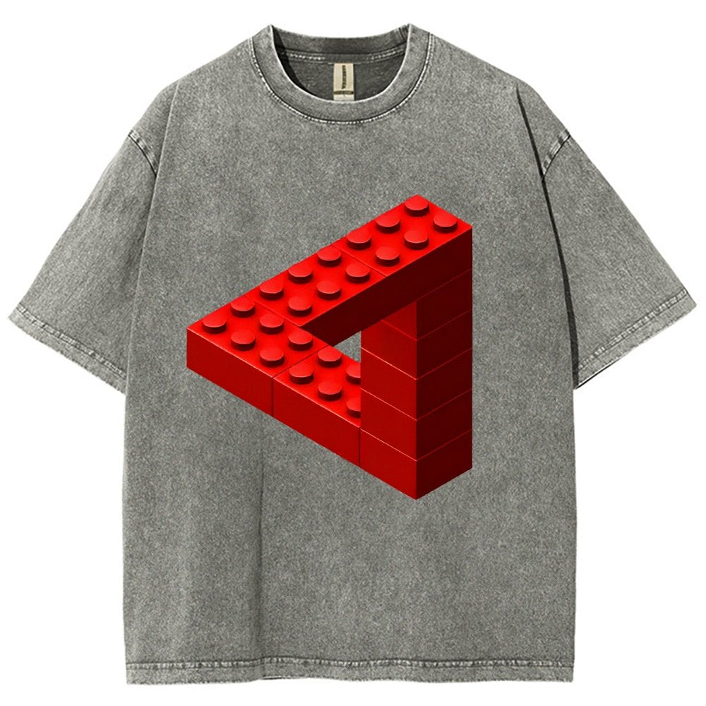 Escher Toy Bricks Vintage Distressed T-shirt 2412001063