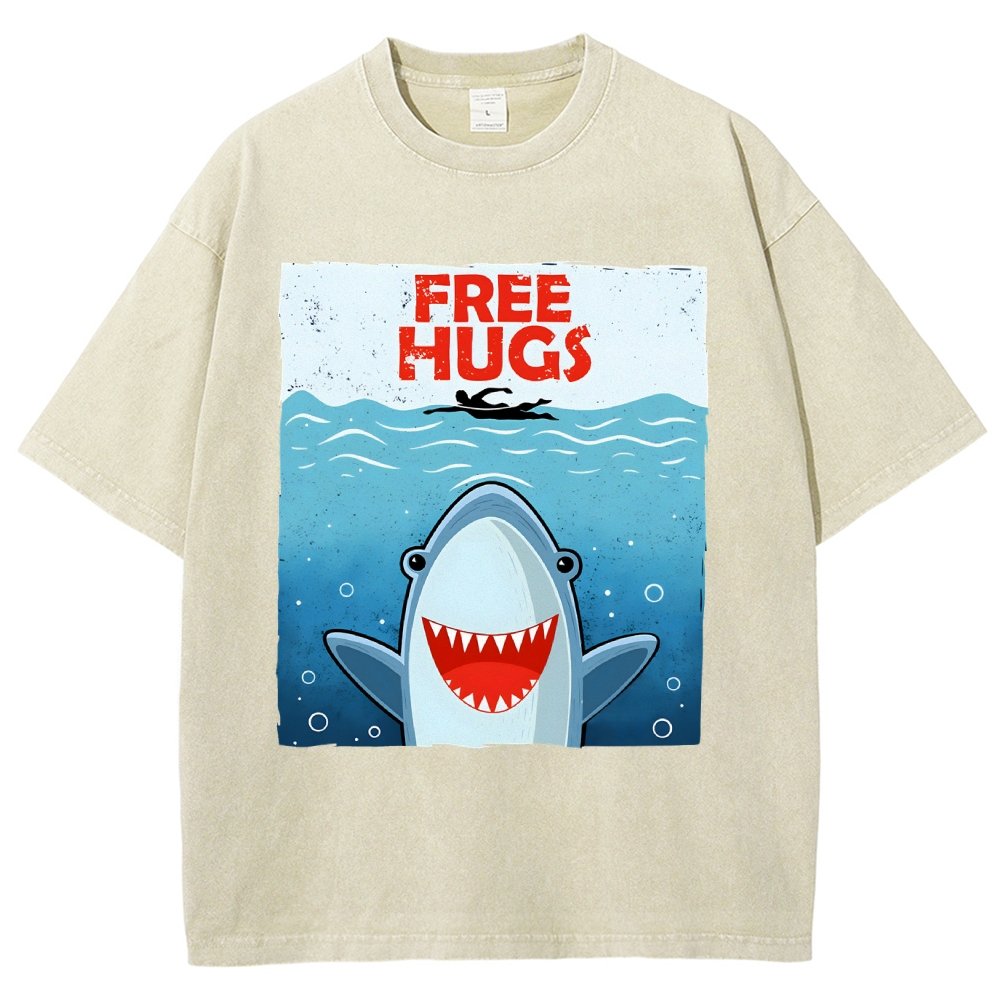 Free Shark Hugs Vintage Distressed T-shirt