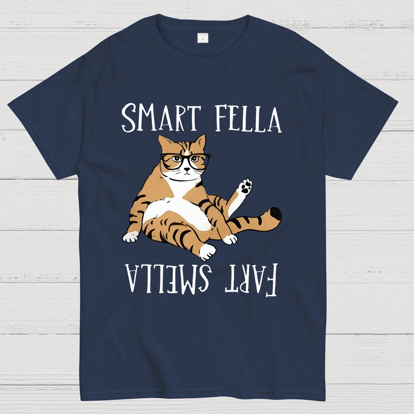 Smart Fella , Fart Smella, Funny Cat Geek T-Shirt