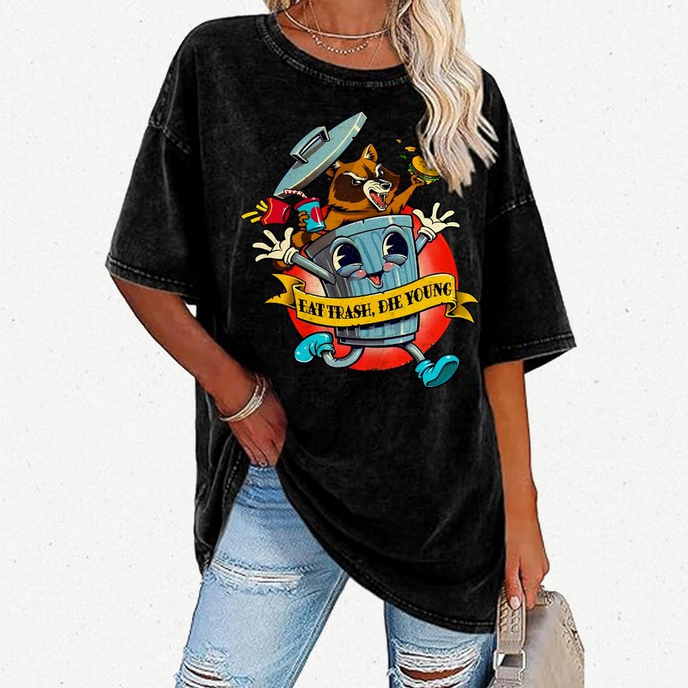 Eat trash die young vintage cartoon Classic Vintage Distressed T-shirt