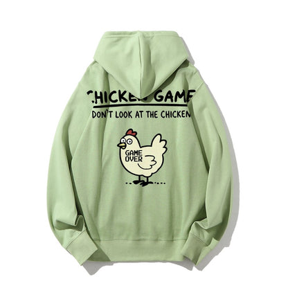 Chicken Game Geeky Printed Back Cotton Hoodie