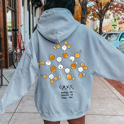 Caffeine Power Up Printed Back Unisex Cotton Hoodie