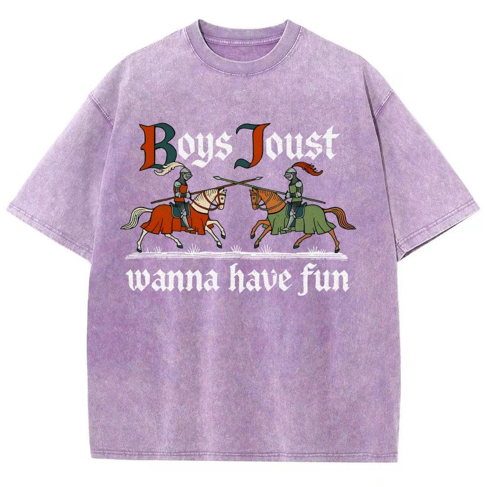 Boys Joust Wanna Have Fun Vintage Distressed T-shirt