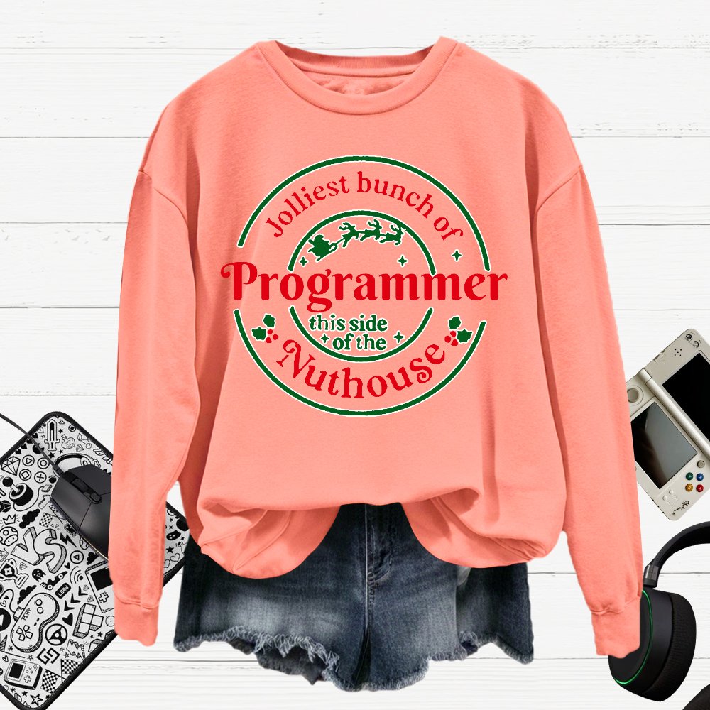 Jolliest Bunch Of Programmer Christmas Cotton Pullover Sweatshirt