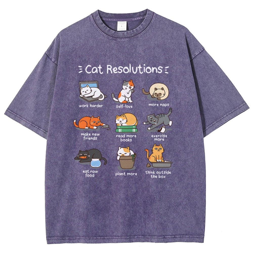 Cat Resolutions Vintage Distressed T-shirt