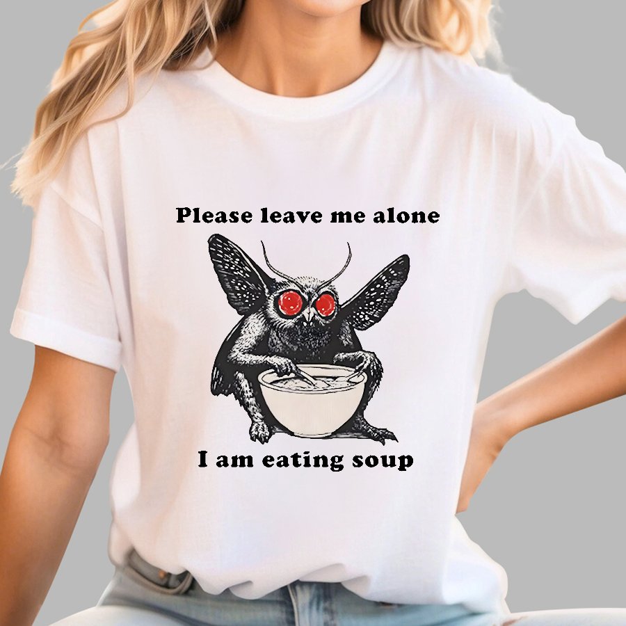 Mothman Eating Soup Please Leave Me Alone I Am Eating Soup Geek T-Shirt