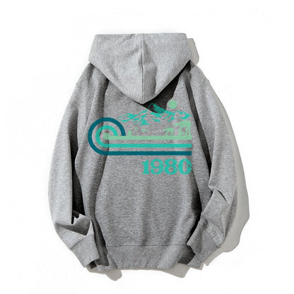 Retro Vintage Base Printed Back Unisex Cotton Hoodie